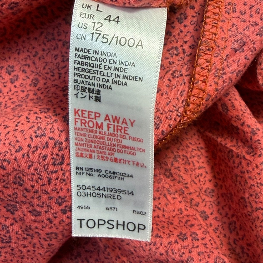Topshop Womens Red Floral Smocked Maxi Dress Tie Straps US 12 - Picture 5 of 6